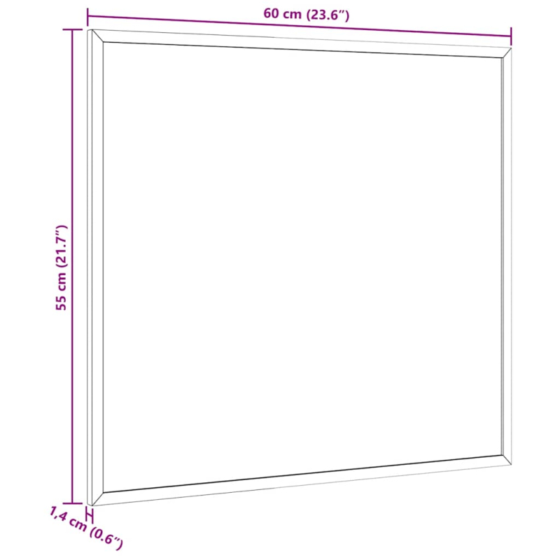 Kreidetafel mit massivem Kiefernholzrahmen Schwarz 60x55 cm