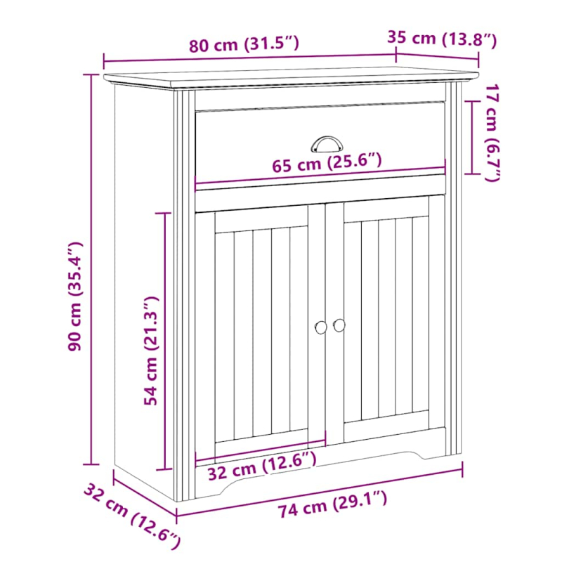 Flurschrank BODO Weiß 80x35x90 cm