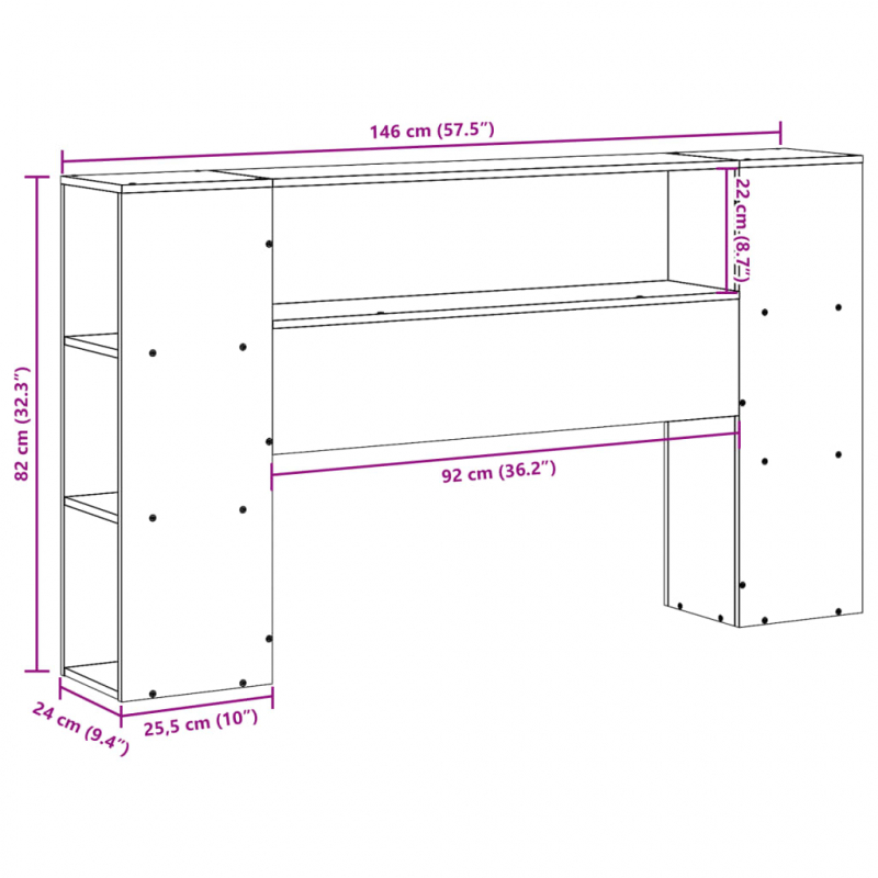 Kopfteil mit Stauraum 140 cm Massivholz Kiefer