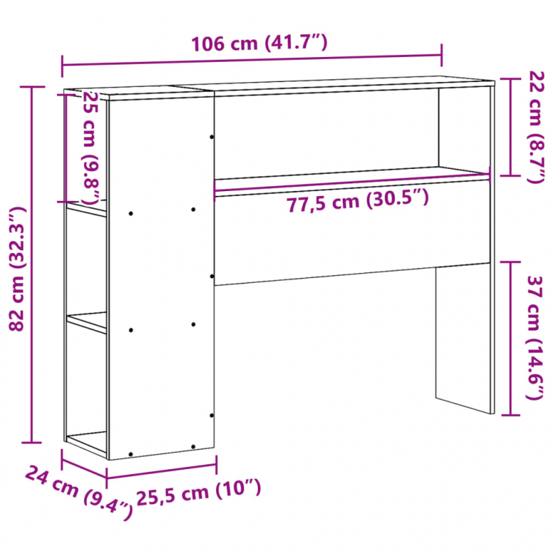 Kopfteil mit Stauraum 100 cm Massivholz Kiefer