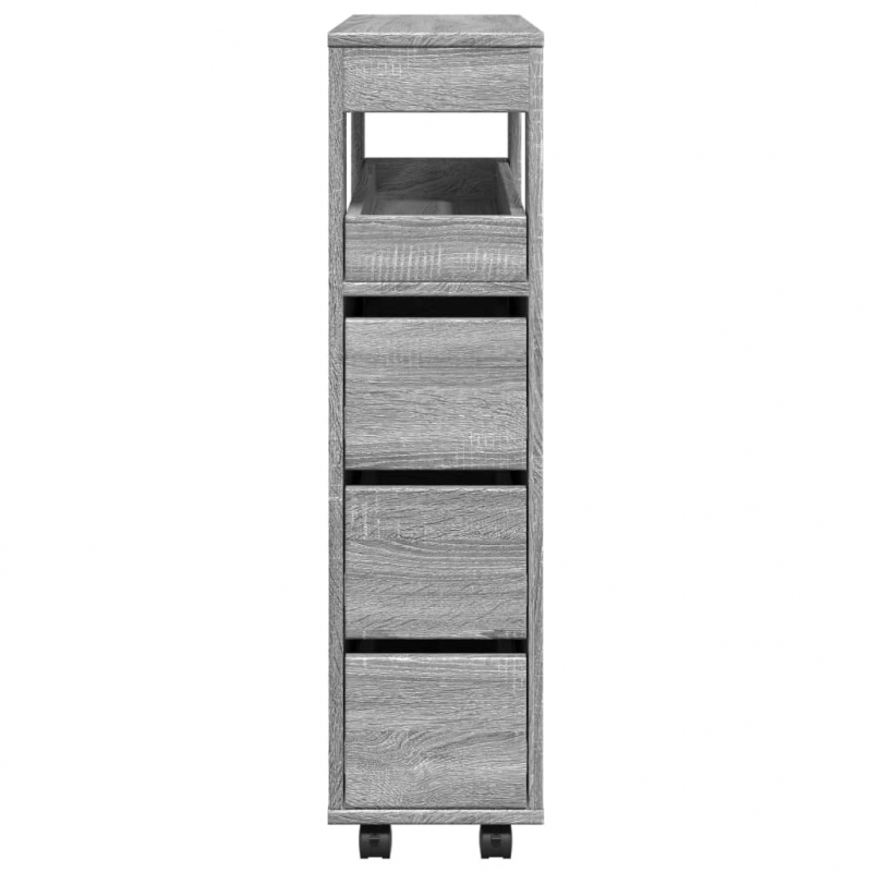 Badschrank Schmal mit Rollen Grau Sonoma Holzwerkstoff