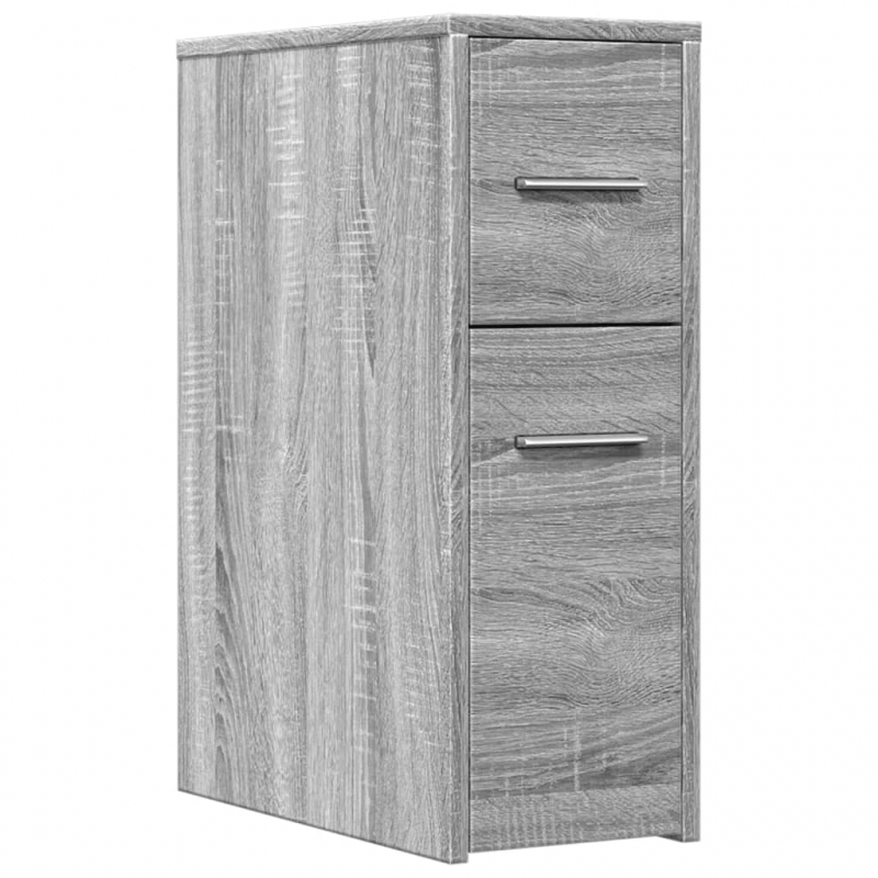 Badschrank Schmal mit Rollen Grau Sonoma Holzwerkstoff