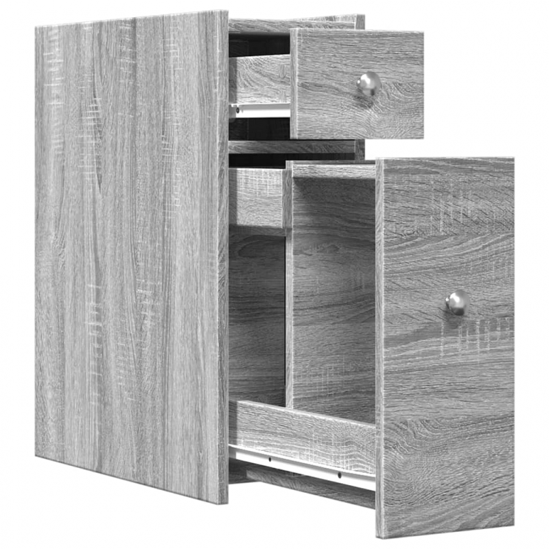 Badschrank Schmal mit Rollen Grau Sonoma Holzwerkstoff