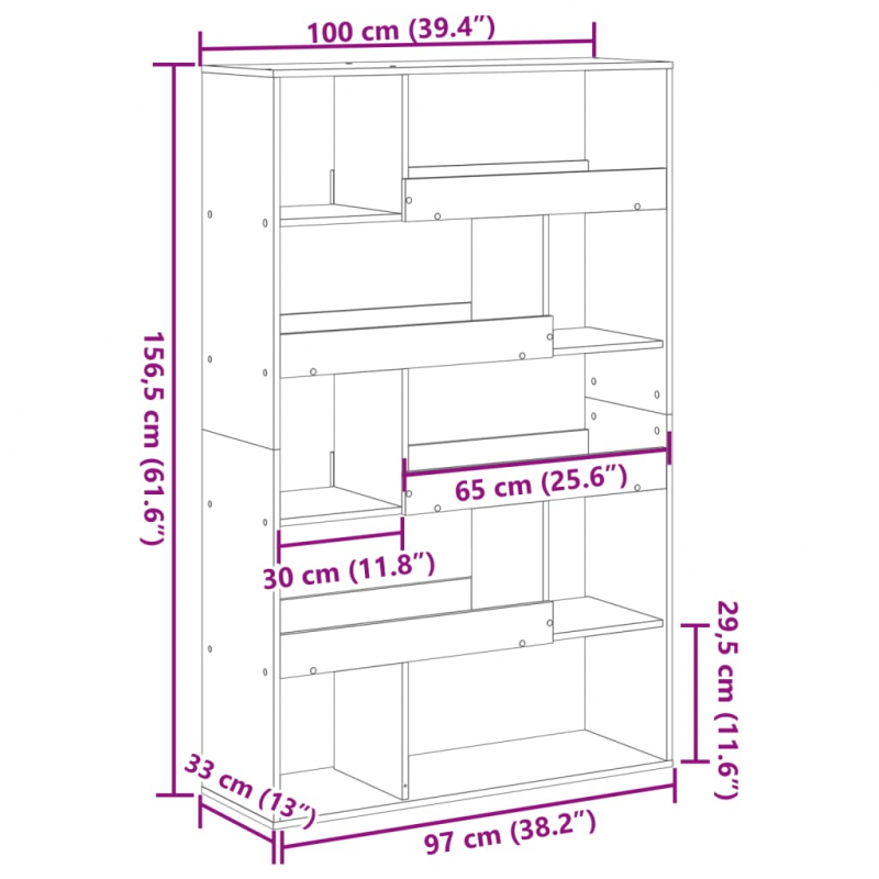 Bücherregal Braun Eichen-Optik 100x33x156,5 cm Holzwerkstoff