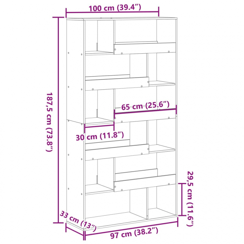 Bücherregal Altholz-Optik 100x33x187,5 cm Holzwerkstoff