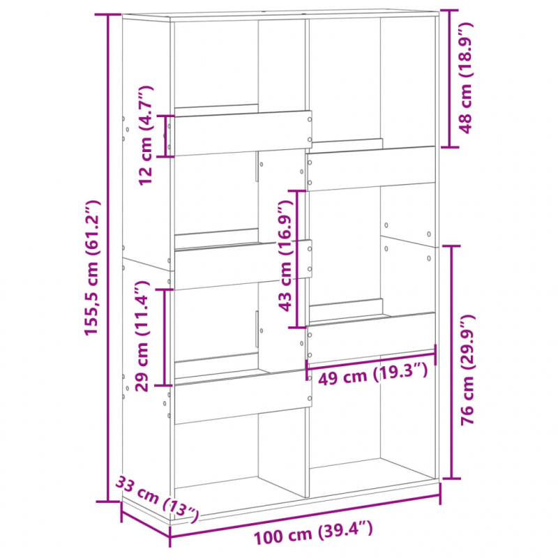 Bücherregal Altholz-Optik 100x33x155,5 cm Holzwerkstoff