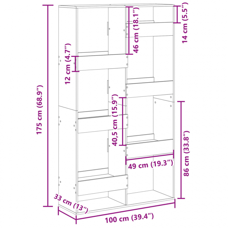 Bücherregal Altholz-Optik 100x33x175 cm Holzwerkstoff