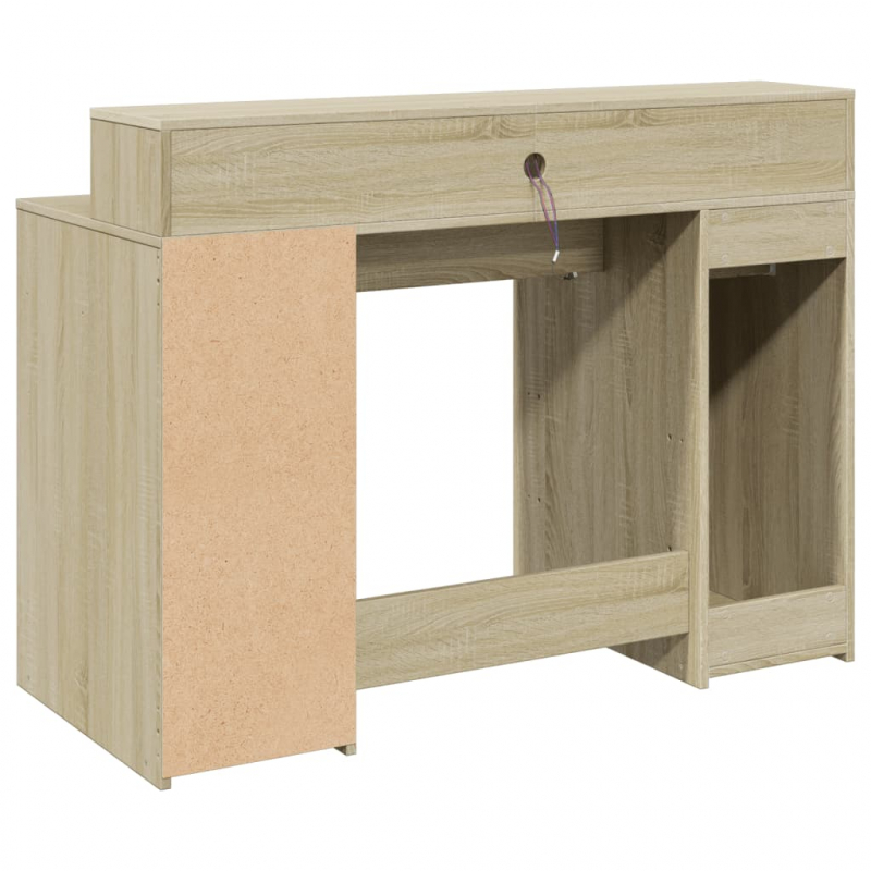 LED-Schreibtisch Sonoma-Eiche 120x55x91 cm Holzwerkstoff