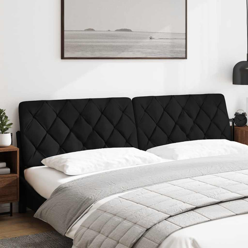 Kopfteil-Kissen Schwarz 200 cm Stoff