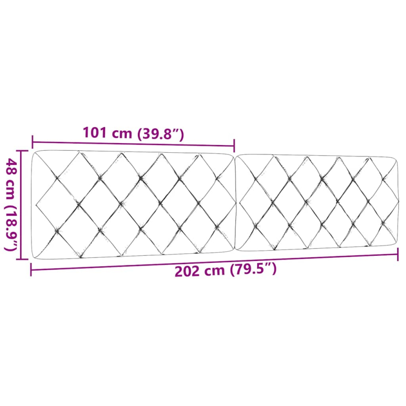 Kopfteil-Kissen Creme 200 cm Stoff