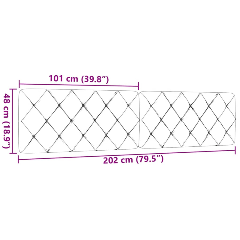 Kopfteil-Kissen Blau 200 cm Stoff