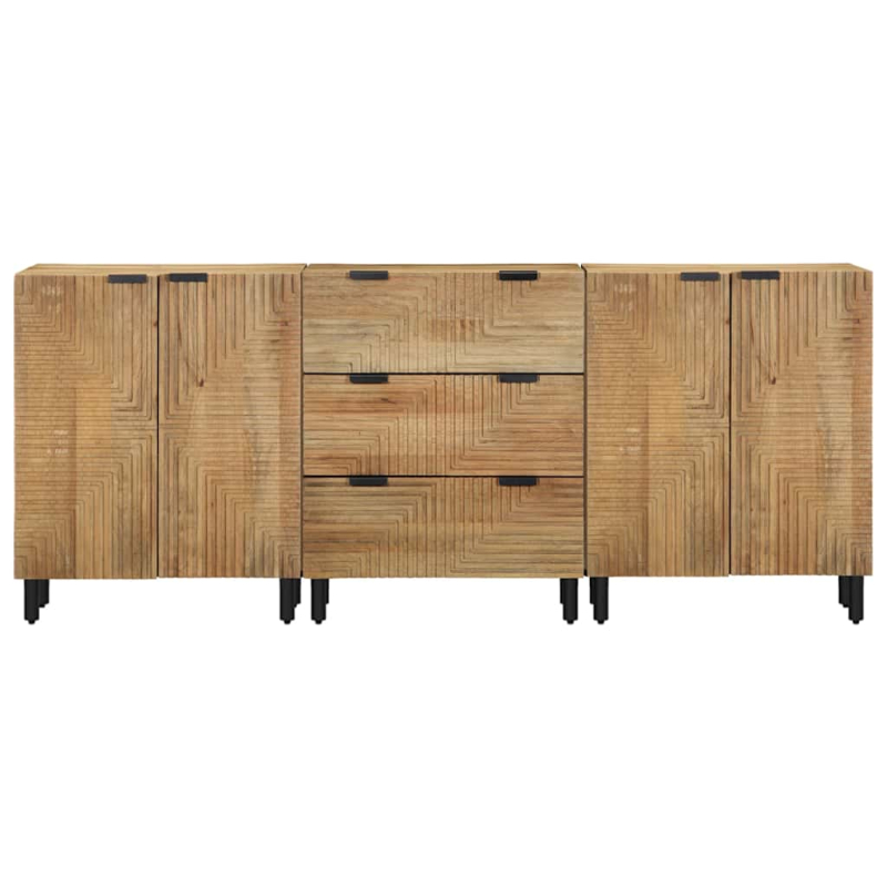 3-tlg. Sideboards Braun 60x33x75 cm Massivholz Mango