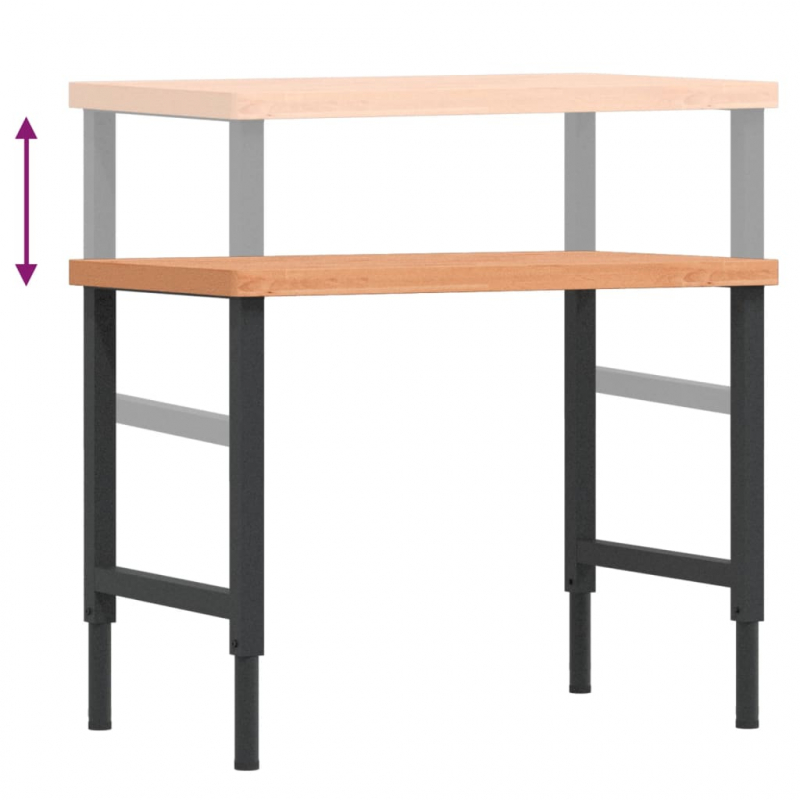 Werkbank 100x60x(73-99,5) cm Massivholz Buche Rechteckig