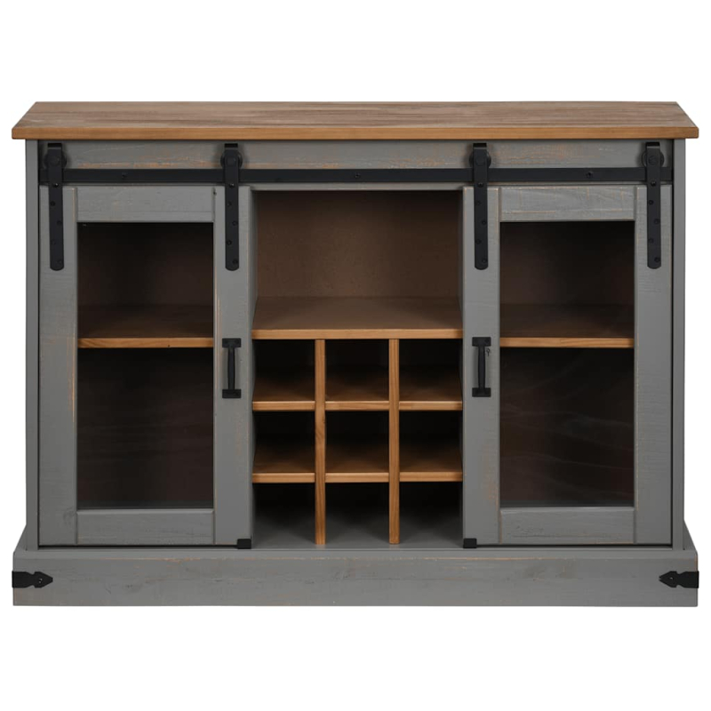 Sideboard HALDEN 2 Schiebetüren Grau 112x40x80 cm Massivholz