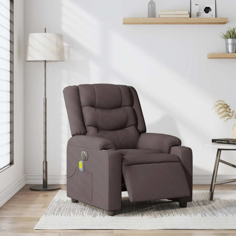 Massagesessel Elektrisch Dunkelbraun Stoff