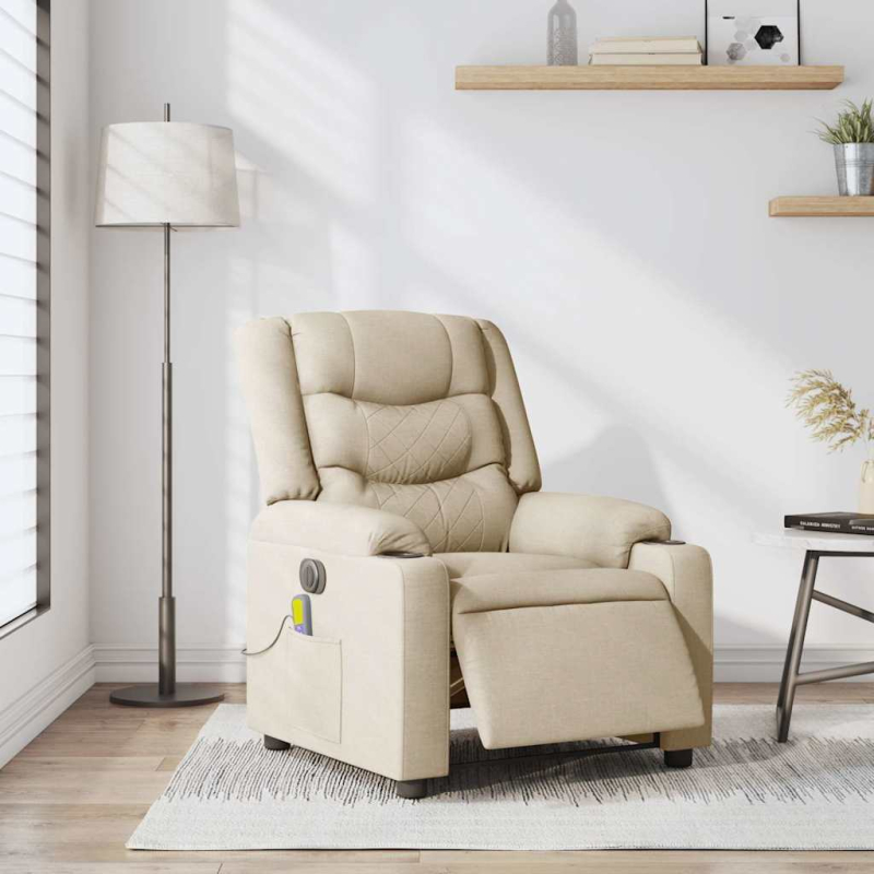 Massagesessel Elektrisch Creme Stoff