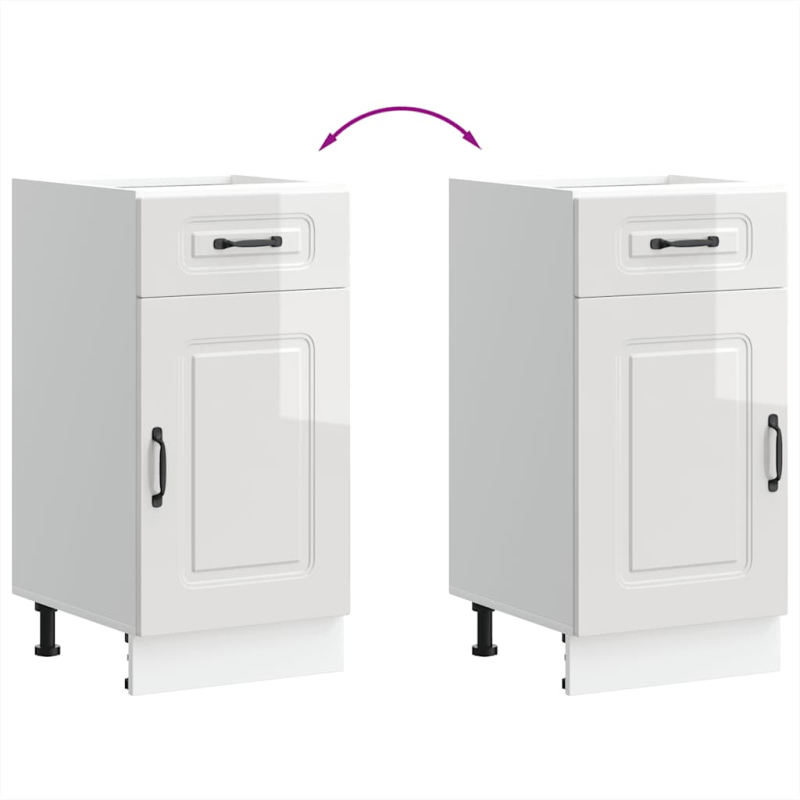 Küchenunterschrank Kalmar Hochglanz-Weiß Holzwerkstoff