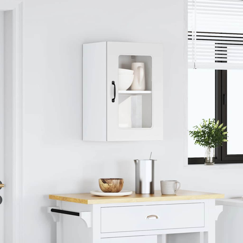 Küchen-Hängeschrank mit Glastür Kalmar Weiß Holzwerkstoff