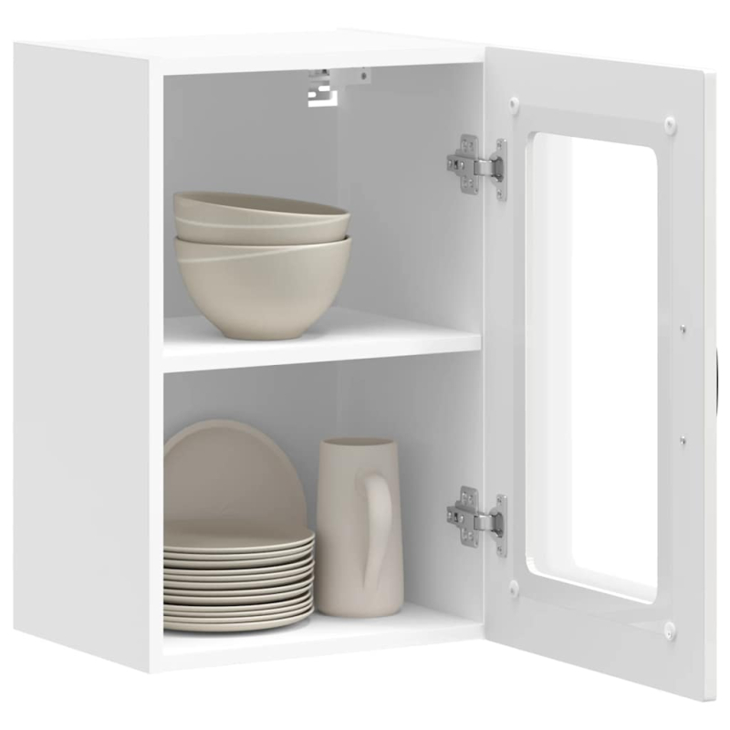 Küchen-Hängeschrank mit Glastür Kalmar Hochglanz-Weiß Holzwerkstoff
