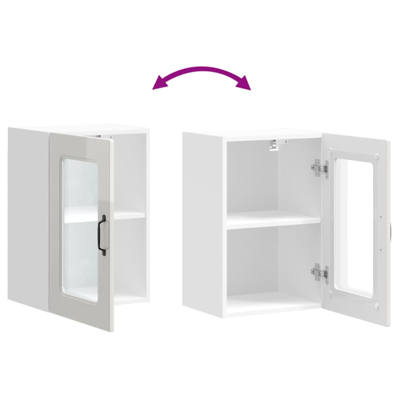 Küchen-Hängeschrank mit Glastür Kalmar Hochglanz-Weiß Holzwerkstoff