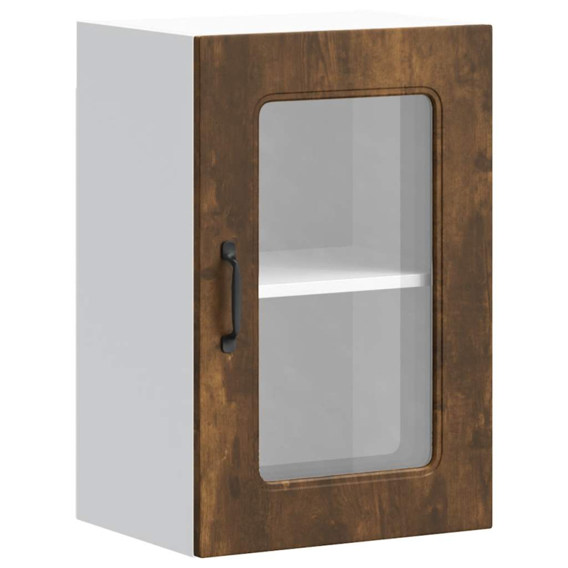 Küchen-Hängeschrank mit Glastür Kalmar Räuchereiche Holzwerkstoff
