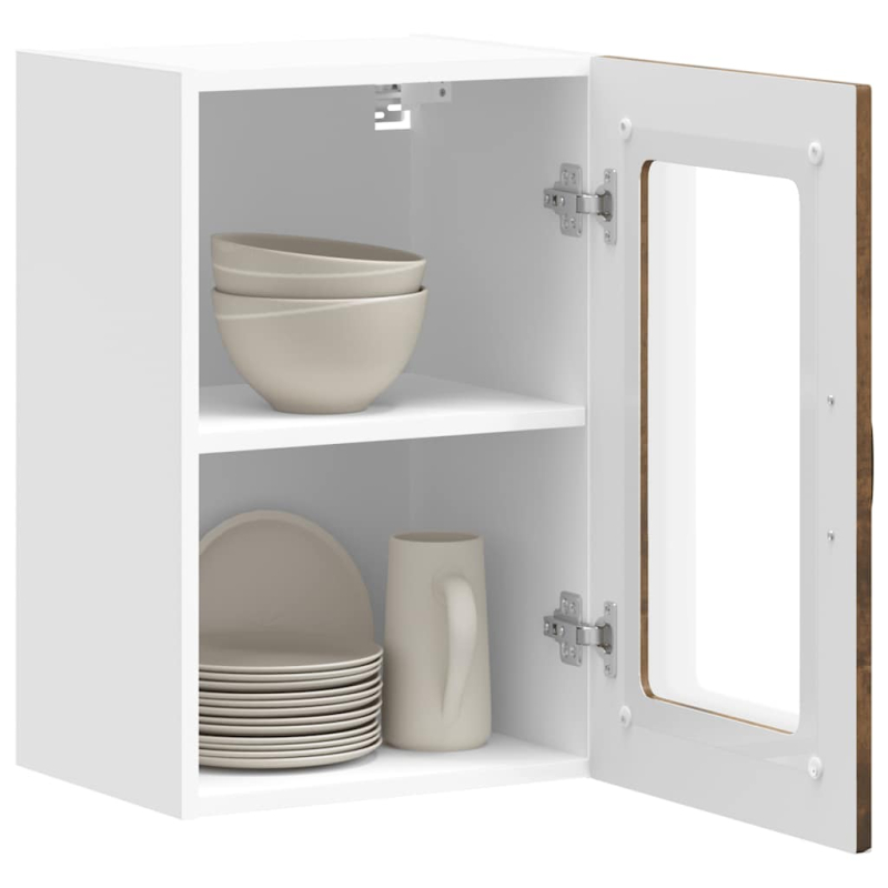 Küchen-Hängeschrank mit Glastür Kalmar Räuchereiche Holzwerkstoff