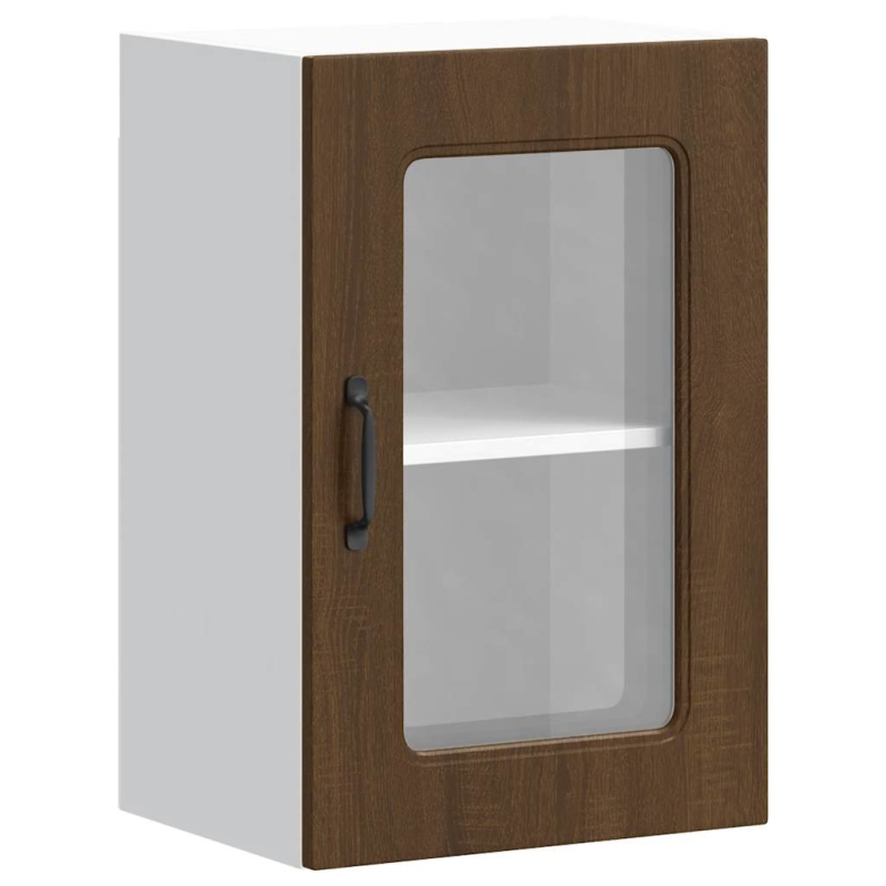 Küchen-Hängeschrank mit Glastür Kalmar Braun Eichen-Optik