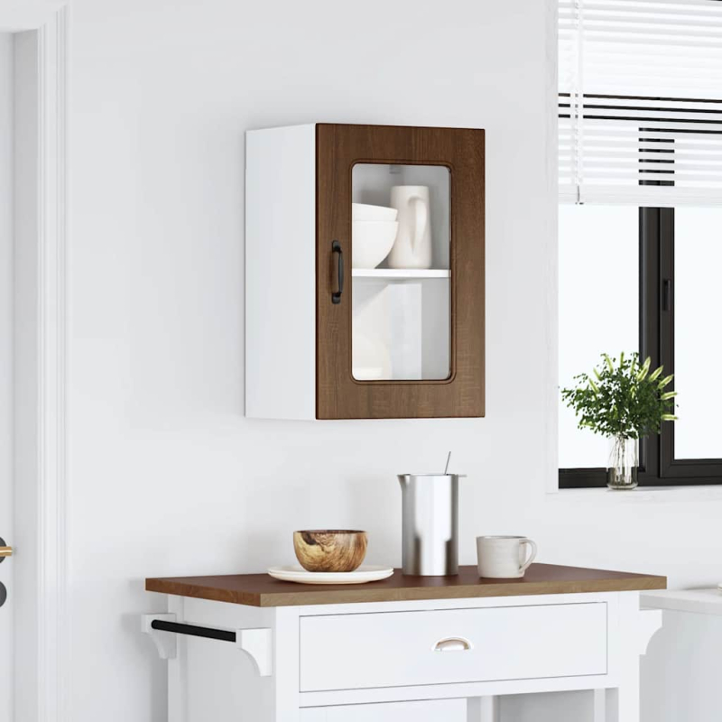 Küchen-Hängeschrank mit Glastür Kalmar Braun Eichen-Optik