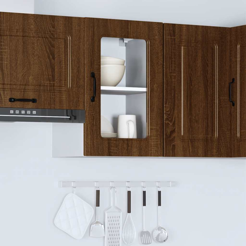 Küchen-Hängeschrank mit Glastür Kalmar Braun Eichen-Optik