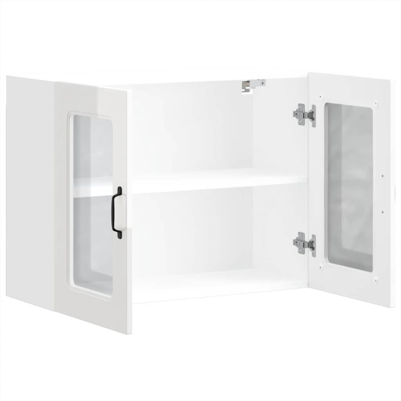 Küchen-Hängeschrank mit Glastür Kalmar Hochglanz-Weiß Holzwerkstoff