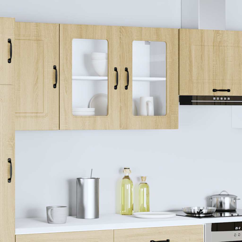 Küchen-Hängeschrank mit Glastür Kalmar Sonoma-Eiche Holzwerkstoff