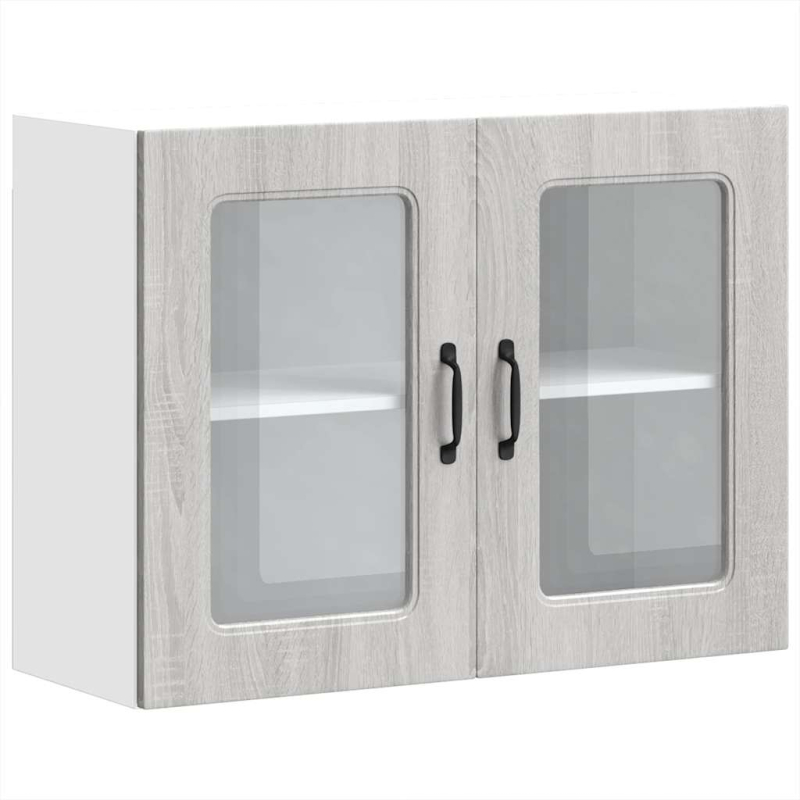 Küchen-Hängeschrank mit Glastür Kalmar Grau Sonoma Holzwerkstoff