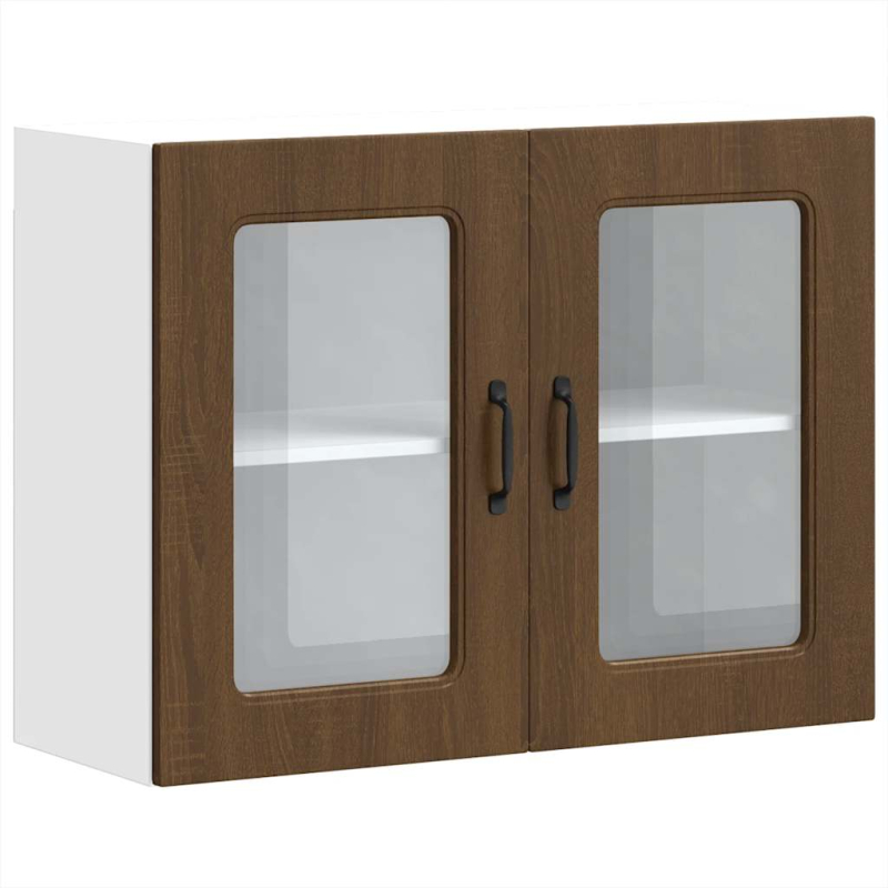 Küchen-Hängeschrank mit Glastür Kalmar Braun Eichen-Optik