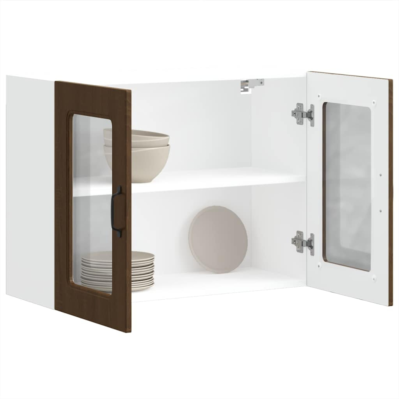 Küchen-Hängeschrank mit Glastür Kalmar Braun Eichen-Optik