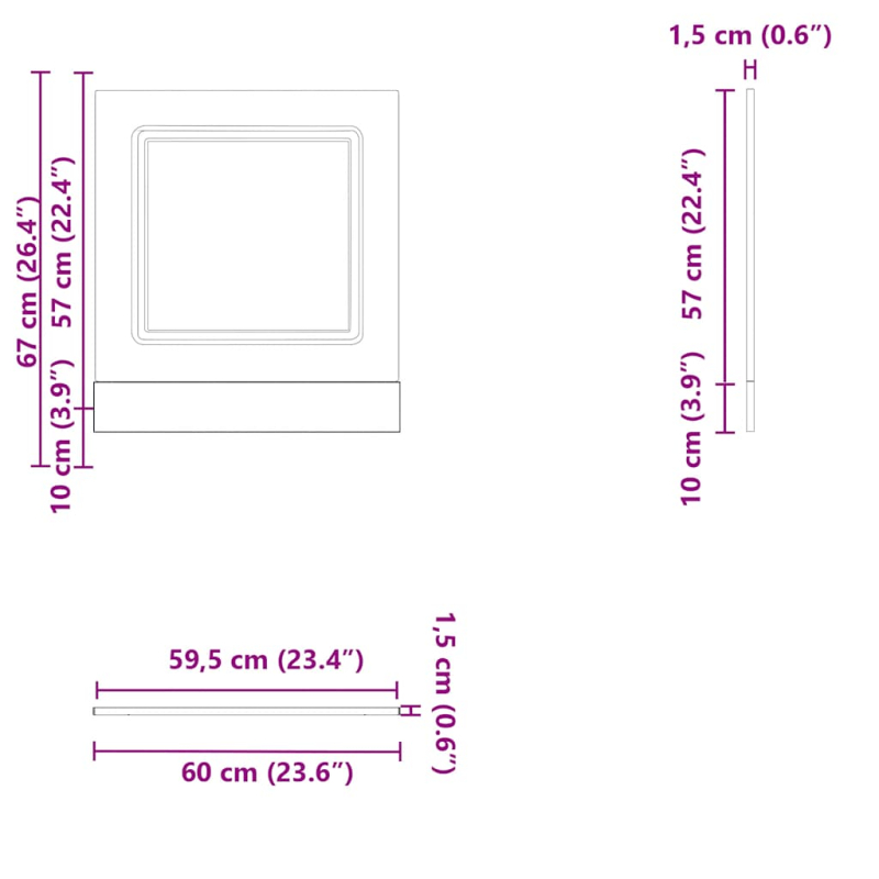 Geschirrspülerblende Kalmar Braun Eichen-Optik 60x1,5x67 cm