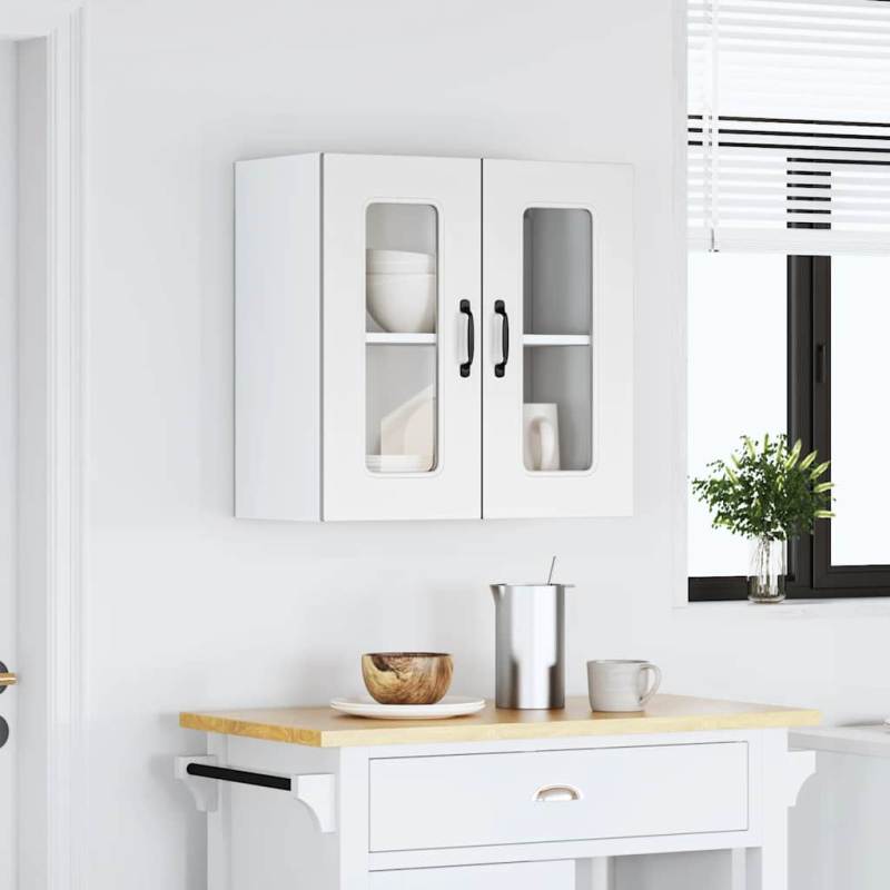 Küchen-Hängeschrank mit Glastür Kalmar Weiß Holzwerkstoff