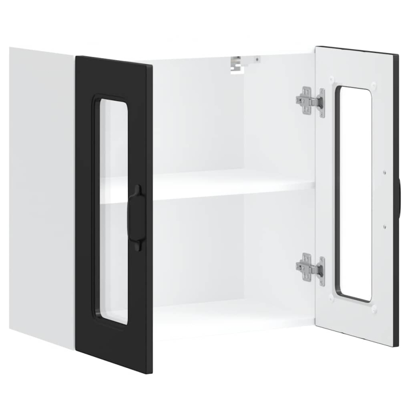 Küchen-Hängeschrank mit Glastür Kalmar Schwarz Holzwerkstoff