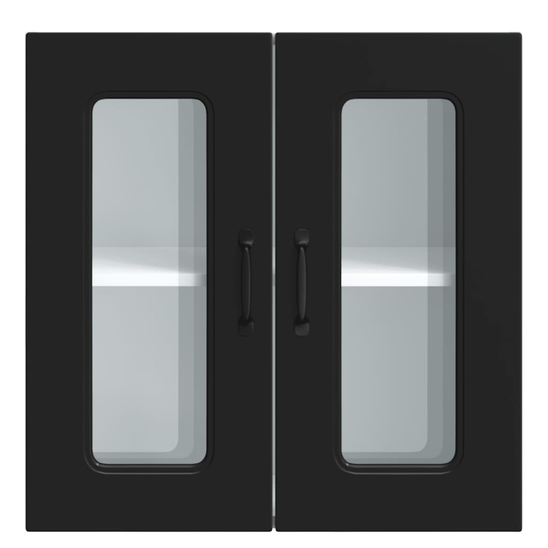 Küchen-Hängeschrank mit Glastür Kalmar Schwarz Holzwerkstoff