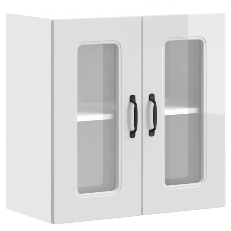 Küchen-Hängeschrank mit Glastür Kalmar Hochglanz-Weiß Holzwerkstoff