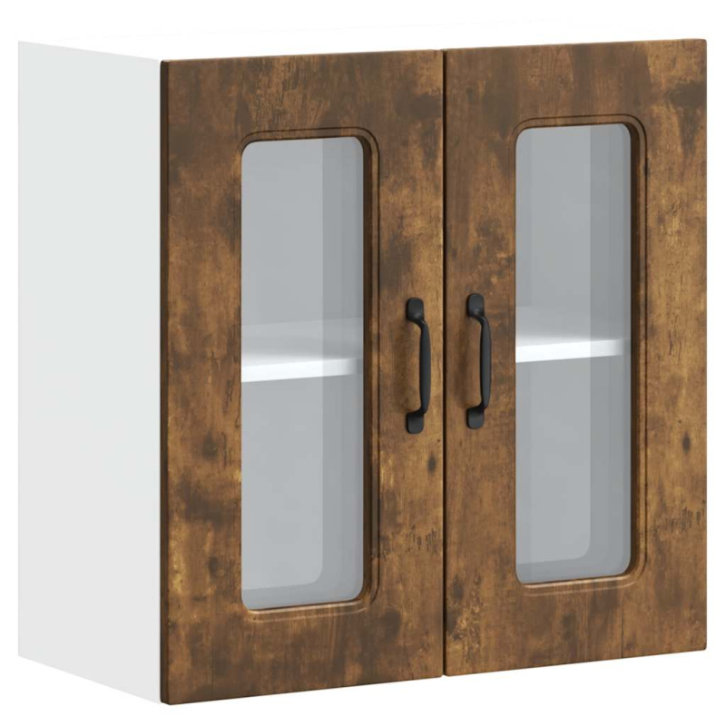 Küchen-Hängeschrank mit Glastür Kalmar Räuchereiche Holzwerkstoff