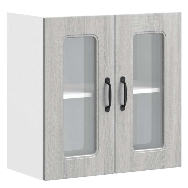 Küchen-Hängeschrank mit Glastür Kalmar Grau Sonoma Holzwerkstoff