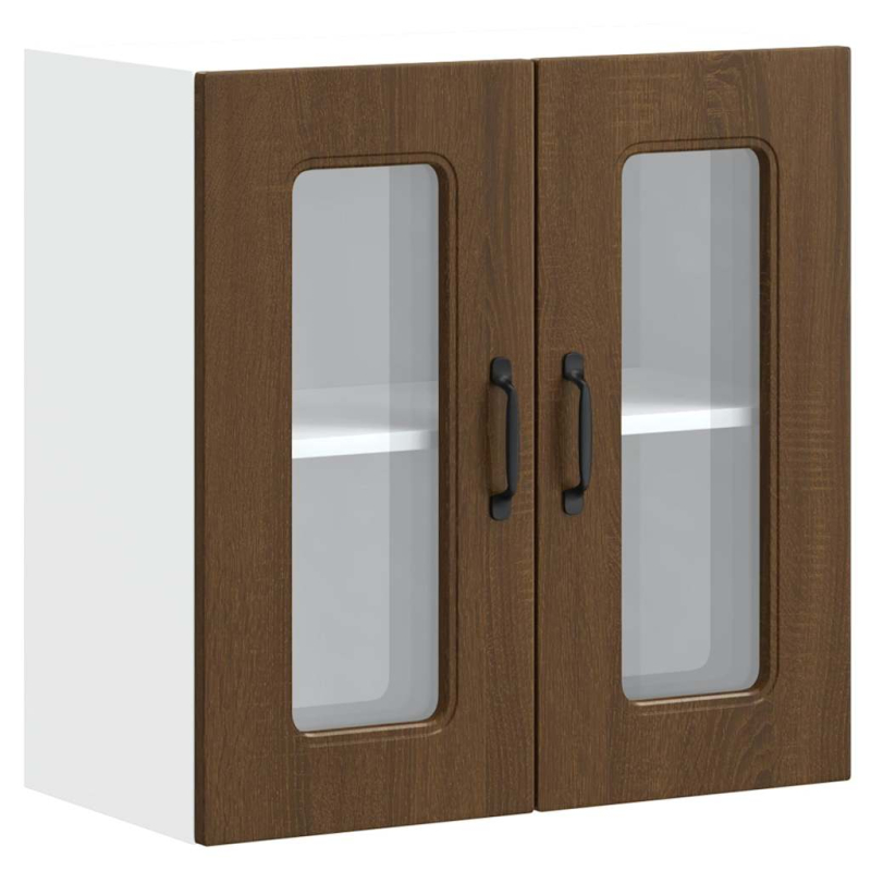 Küchen-Hängeschrank mit Glastür Kalmar Braun Eichen-Optik