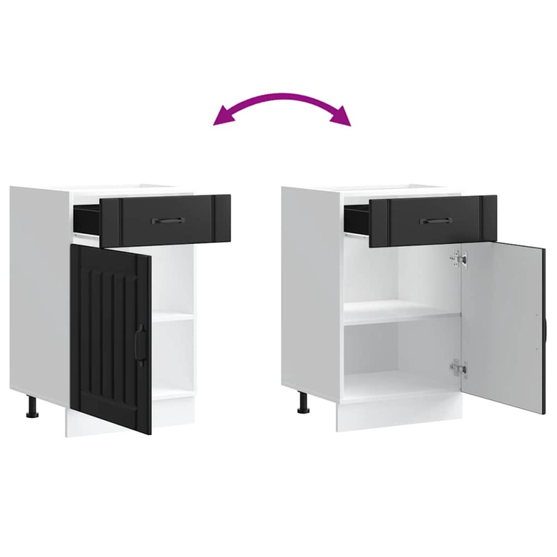 Küchen-Unterschrank Lucca Schwarz Holzwerkstoff