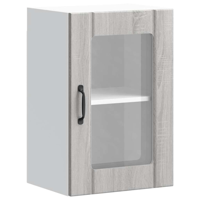 Küchen-Hängeschrank mit Glastür Lucca Grau Sonoma