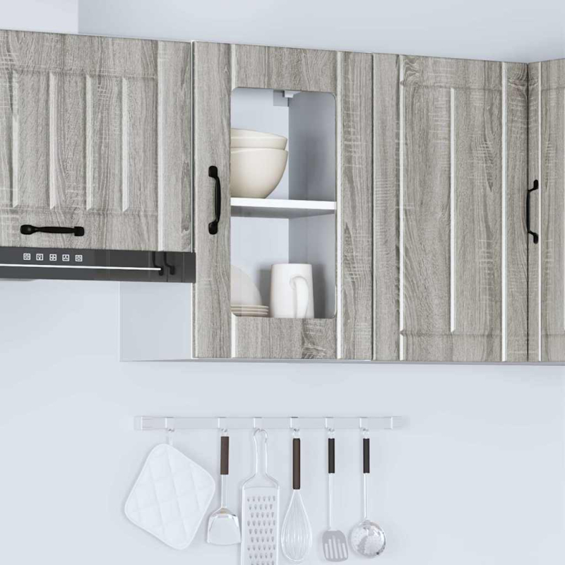 Küchen-Hängeschrank mit Glastür Lucca Grau Sonoma