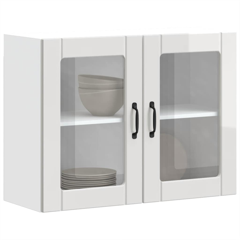Küchen-Hängeschrank mit Glastür Lucca Hochglanz-Weiß Holzwerkstoff