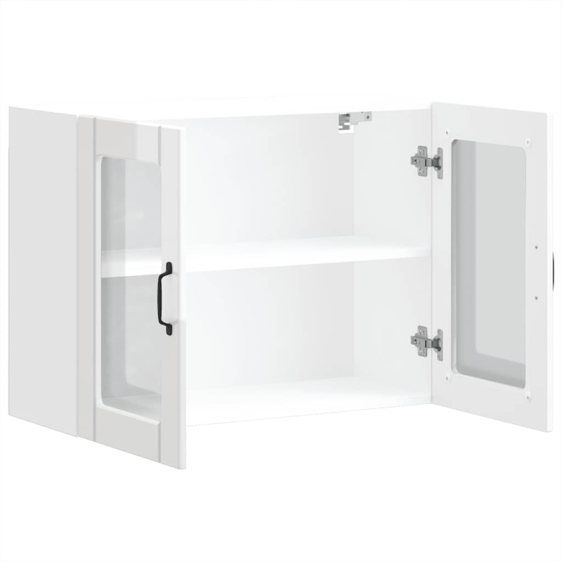 Küchen-Hängeschrank mit Glastür Lucca Hochglanz-Weiß Holzwerkstoff
