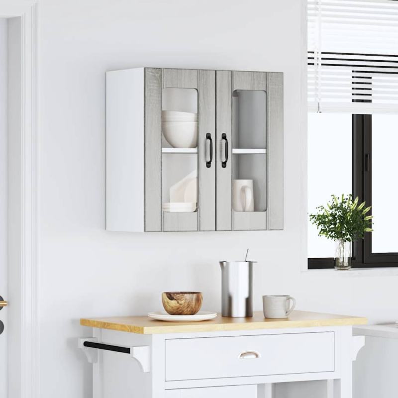 Küchen-Hängeschrank mit Glastür Lucca Grau Sonoma Holzwerkstoff
