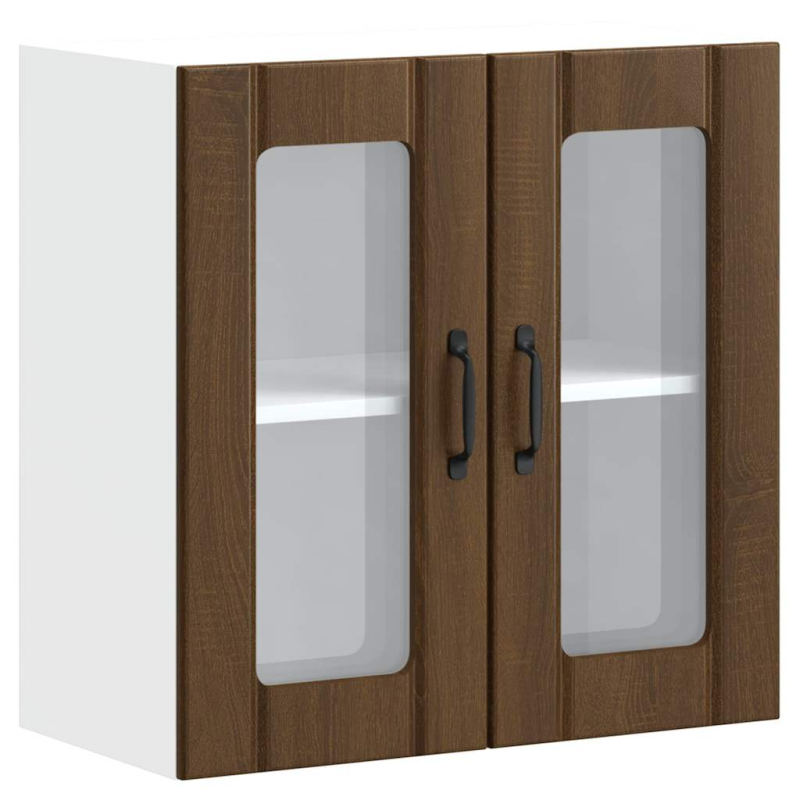 Küchen-Hängeschrank mit Glastür Lucca Braun Eichen-Optik