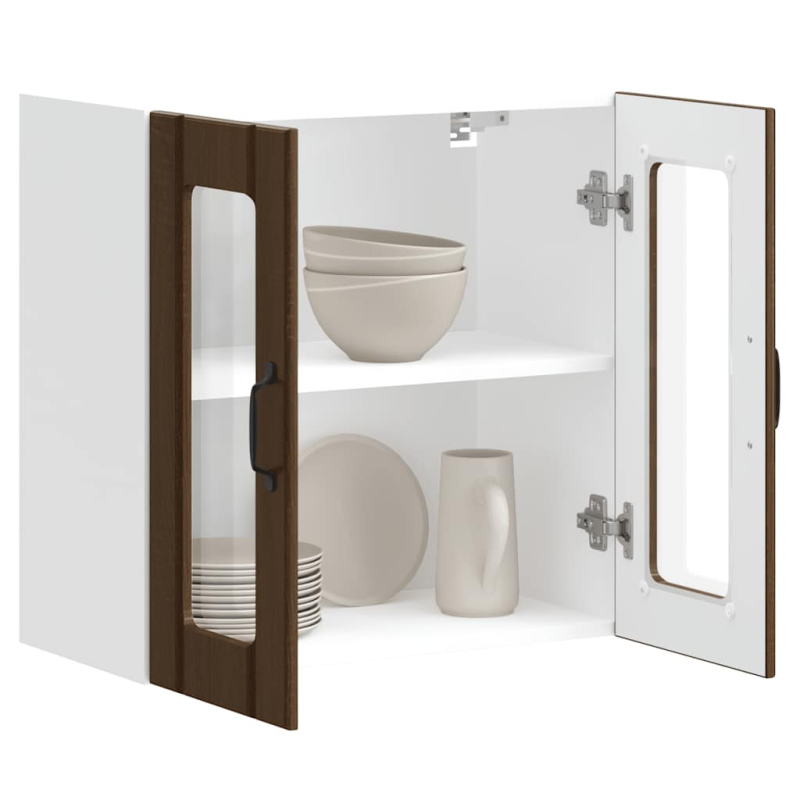 Küchen-Hängeschrank mit Glastür Lucca Braun Eichen-Optik